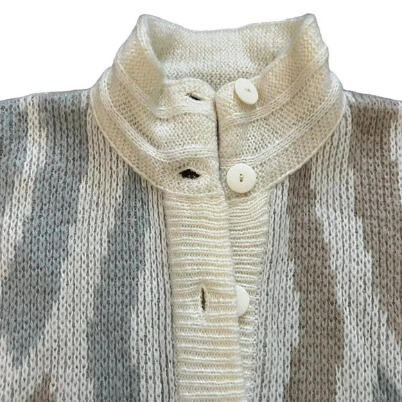 Vintage Patterned Knitted Cardigan Abstract Oversized Chunky Large Sweater Gpa - Picture 5 of 10